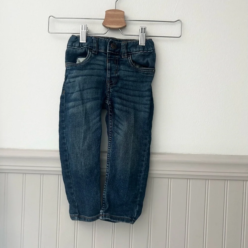 OshKosh B'gosh Boys 2T Dark Blue Kids Toddler Straight Jeans Adjustable Waist